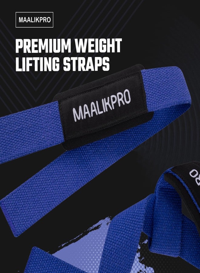 MAALIKPRO Weight lifting Straps – Gym Wrist Support Wraps for Powerlifting, Bodybuilding, CrossFit, Deadlifts, Bench Press, Strength Training – Anti Slip Lifting Wrist Straps Pair with Neoprene Padded for Men & Women (Dark Blue) - Image 2