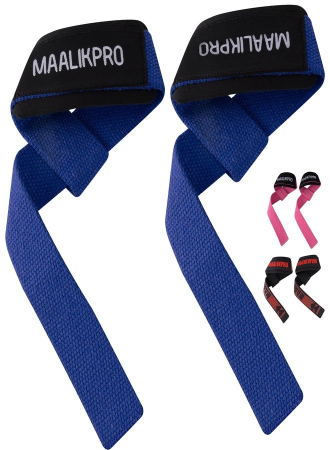 MAALIKPRO Weight lifting Straps – Gym Wrist Support Wraps for Powerlifting, Bodybuilding, CrossFit, Deadlifts, Bench Press, Strength Training – Anti Slip Lifting Wrist Straps Pair with Neoprene Padded for Men & Women (Dark Blue) - Image 1