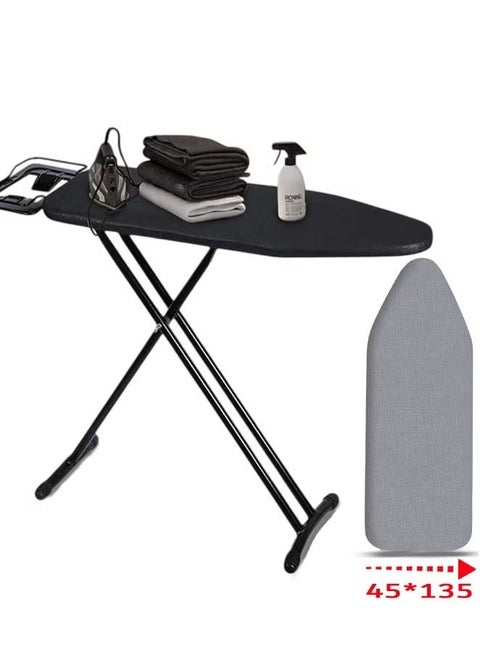 Heat Resistant Ironing Board with Ironing Board Cover with Heavy Duty Silicone Lining 135 x 45 cm