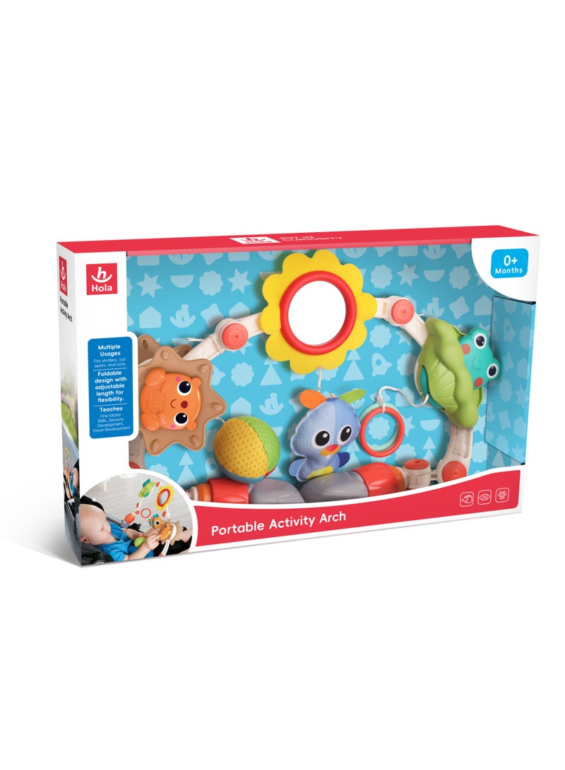 Hola Portable Activity Arch for Babies – Adjustable Stroller, Car Seat, or Crib Toy with Interactive Rattles, Teethers, Mirror, and Sensory Toys for Fine Motor Skills and Cognitive Development 0M+ - Image 5