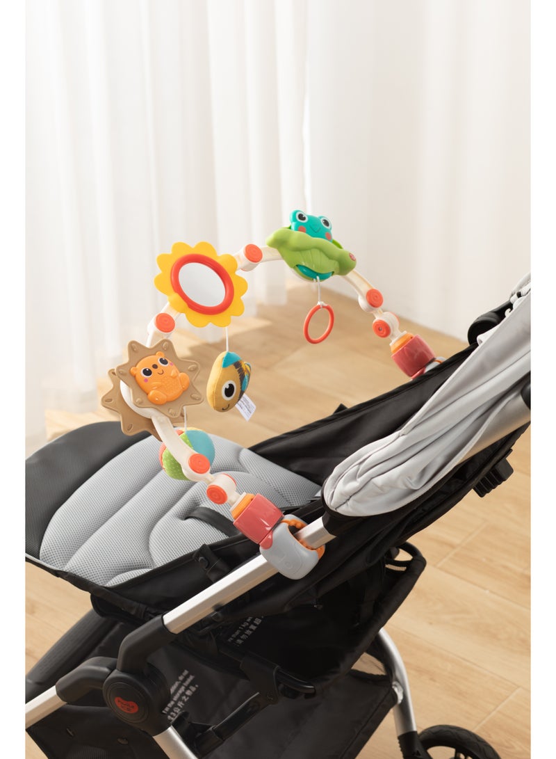 Hola Portable Activity Arch for Babies – Adjustable Stroller, Car Seat, or Crib Toy with Interactive Rattles, Teethers, Mirror, and Sensory Toys for Fine Motor Skills and Cognitive Development 0M+ - Image 3