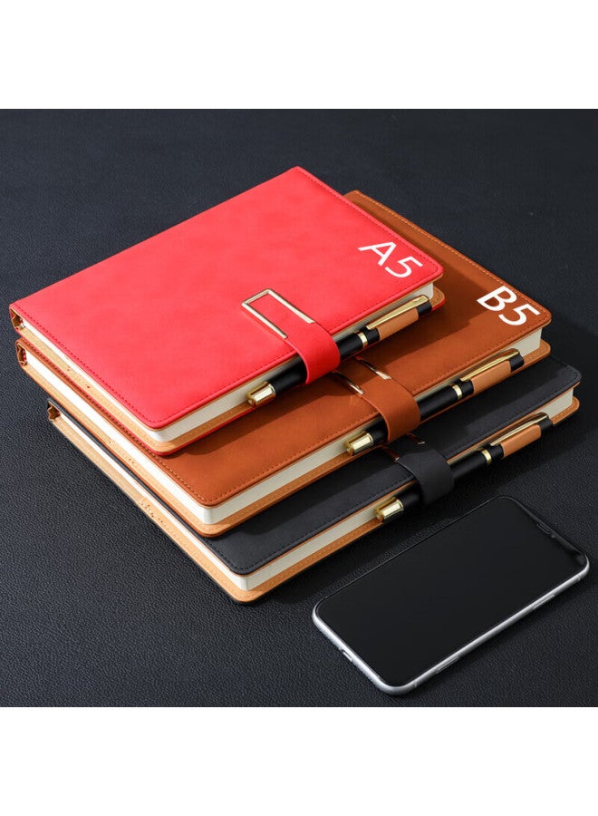 Longe Langjie Business Notebook, Thickened Journal, Sheepskin Cover Notebook, Stationery, Buckle Diary, Office Meeting Record Book, Customizable Logo, B5 Gray - Image 3