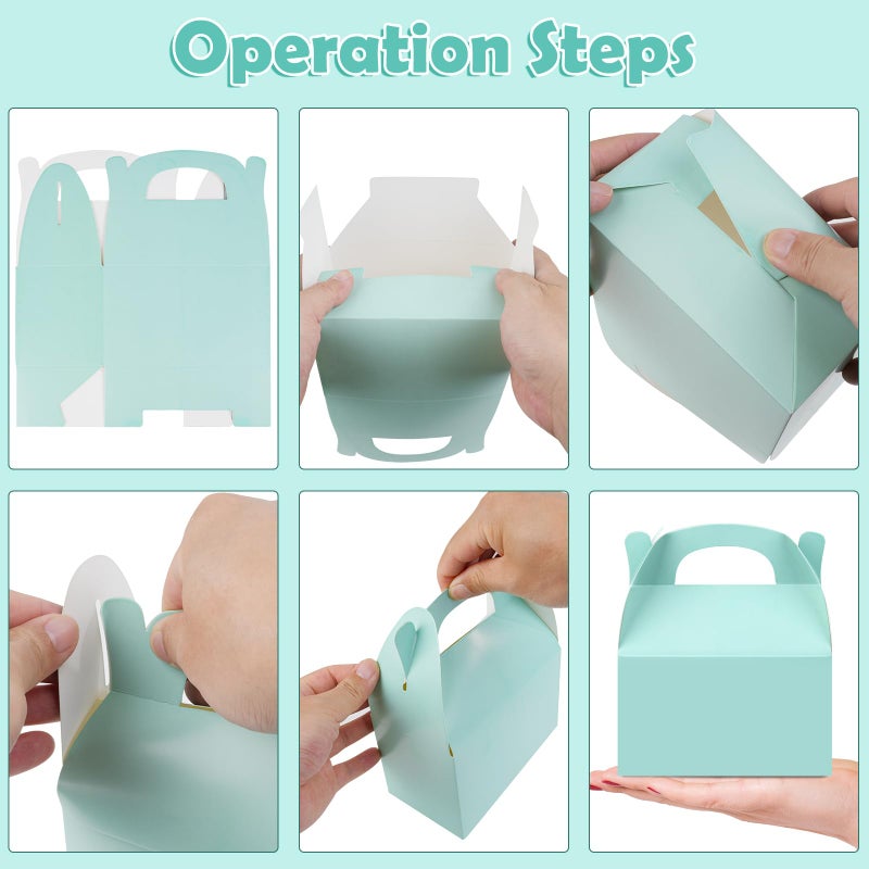 MASHAN 24 Pcs Pastel Party Favor Treat Boxes, Colorful Paper Candy Gift Gable Boxes for Party Favors, Pastel Goodie Box for Birthday Wedding Spring Easter Parties Supplies Decorations, 6 x 3.5 x 3 Inches - Image 3
