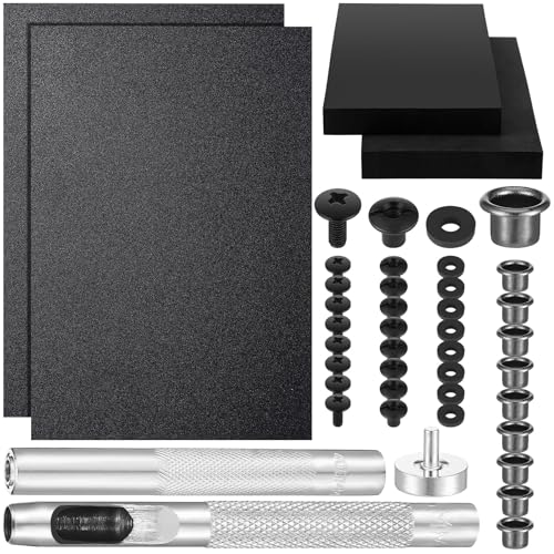 RoundFunny 87 Pcs DIY Holster Kit Include Thermoform Molding Foams Sheet Eyelet Hand Setter Cross Recessed Screw Head Open Slotted Fastener Rubber Washer for Making Knife SheathClassicBlack - Image 1