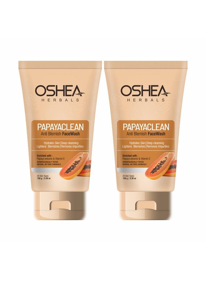 OSHEA Herbals Papayaclean Anti Blemishes Face Wash I Hydrates Skin I Deep Cleansing I Lightens Blemish I Removes Impurities I Enriched With Papaya Extracts & Vitamin E Pack Of 2 (150G Each) - Image 1