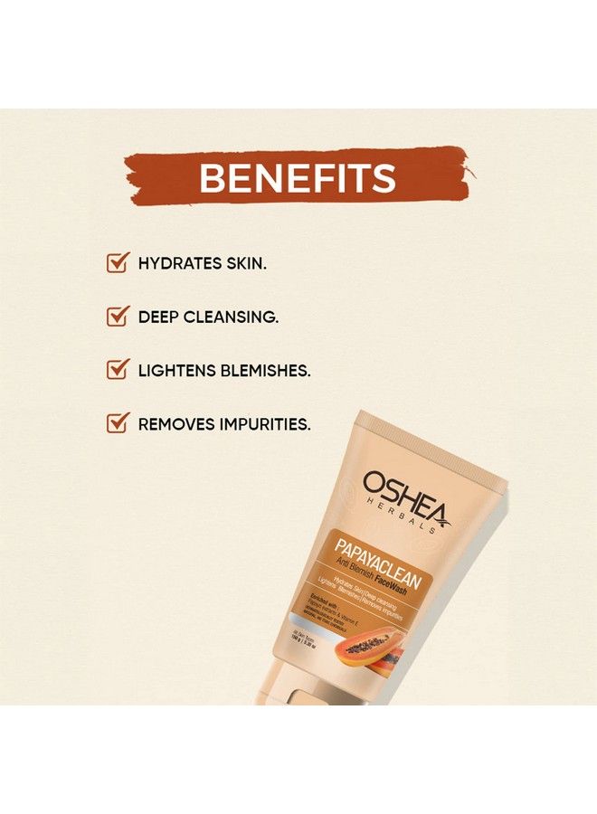 OSHEA Herbals Papayaclean Anti Blemishes Face Wash I Hydrates Skin I Deep Cleansing I Lightens Blemish I Removes Impurities I Enriched With Papaya Extracts & Vitamin E Pack Of 2 (150G Each) - Image 4
