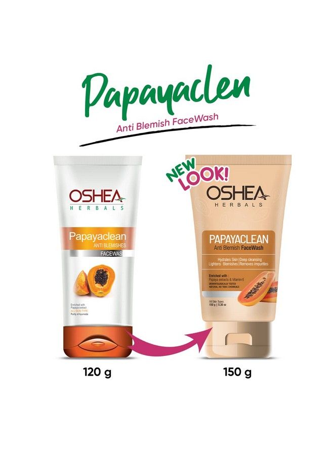 OSHEA Herbals Papayaclean Anti Blemishes Face Wash I Hydrates Skin I Deep Cleansing I Lightens Blemish I Removes Impurities I Enriched With Papaya Extracts & Vitamin E Pack Of 2 (150G Each) - Image 3