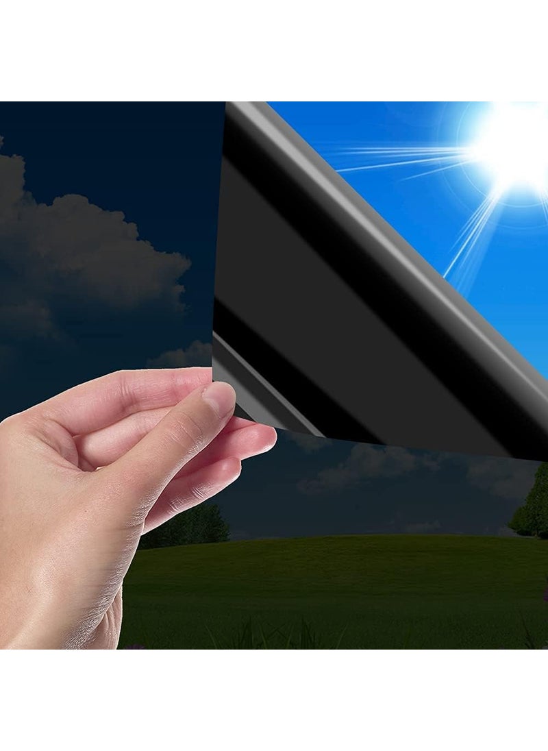 HOME13 HOME13 Black Privacy Window Film Non Adhesive Privacy Window Film Sun Blocking Heat Control Window Tint for Home Office 20x118 Inches Black Film 