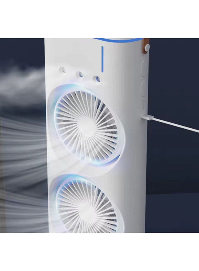 مروحة تبريد محمولة قابلة لإعادة الشحن – هواء بارد ورذاذ منعش في أي وقت Bu - Image 4