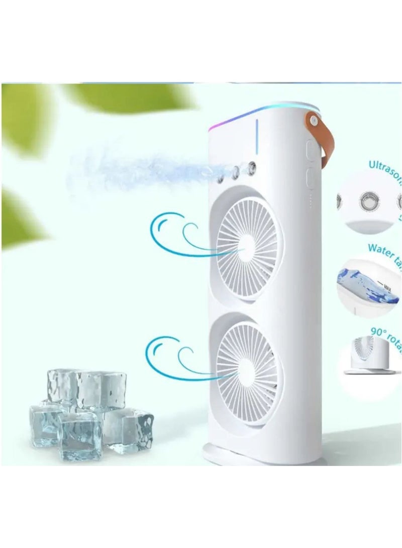 مروحة تبريد محمولة قابلة لإعادة الشحن – هواء بارد ورذاذ منعش في أي وقت Bu - Image 3