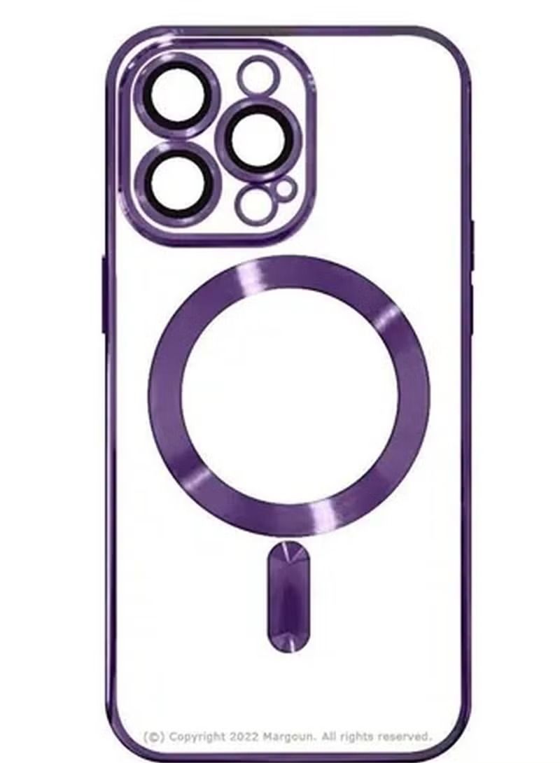 Zaboon iPhone 14 Pro Max Magsafe Case Magnetic Clear Soft TPU Plating Case Wireless Charging Compatible Shockproof Camera Lens Protection Purple - Image 4