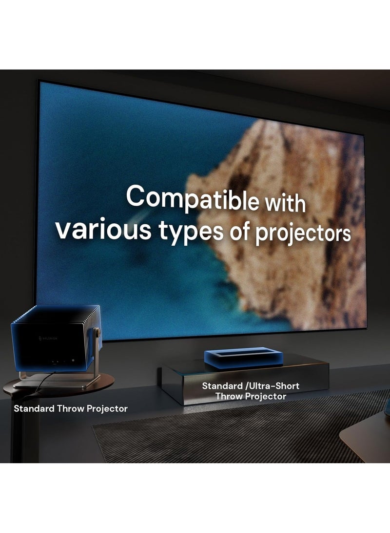 فاليريون شاشة جهاز عرض بإطار ثابت مقاس 120 بوصة، كسب 1.3 ديسيبل، تحسين جودة الصورة بنسبة 80%، دقة 4K/8K فائقة الوضوح، متوافقة مع أجهزة العرض ذات الإسقاط الطويل والقصير والقصير جداً - Image 5