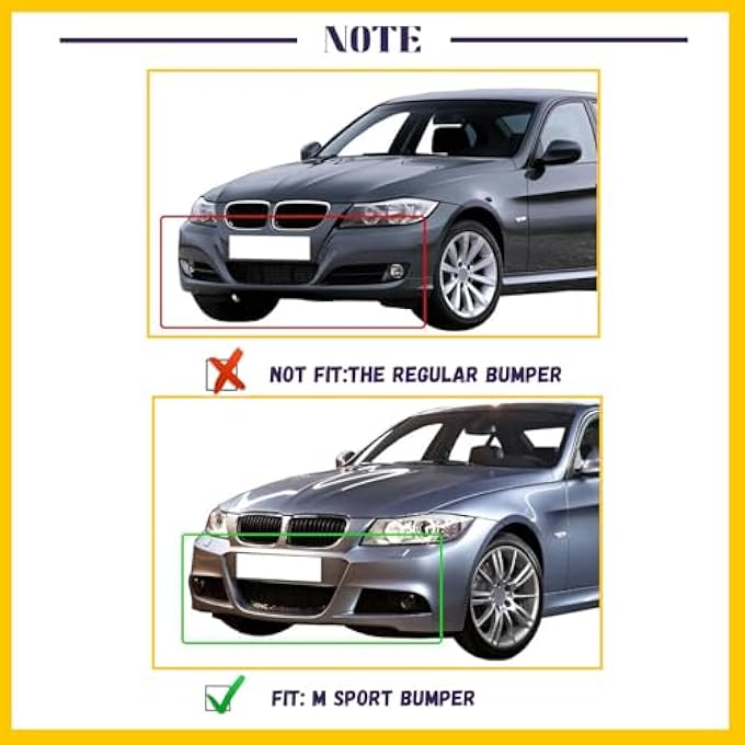 JHRISE Front Bumper Lip for BMW 3-Series E90 E91 325i 335i LCI M Sport 2009 2010 2011 2012 MP Style Front Bumper Lip Splitter Spoiler (Gloss Black) - Image 3