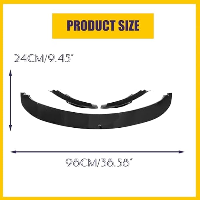 JHRISE Front Bumper Lip for BMW 3-Series E90 E91 325i 335i LCI M Sport 2009 2010 2011 2012 MP Style Front Bumper Lip Splitter Spoiler (Gloss Black) - Image 2