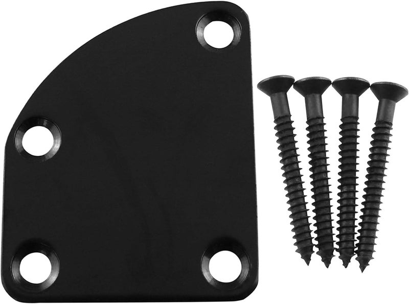 AXLIZER 1 SET Electric Guitar Neck Plate Curved Cutaway Semi Round Neck Joint Back Mounting Plate 4 Holes with Screws Compatible with Guitar Bass Parts Replacement - Image 1