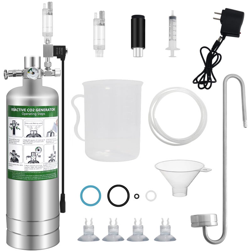 Enkreefi Aquarium Co2 System 2L with Double Switch Solenoid Valve, Co2 for Aquarium Plants with Adjustable Bubble Counter - Image 1
