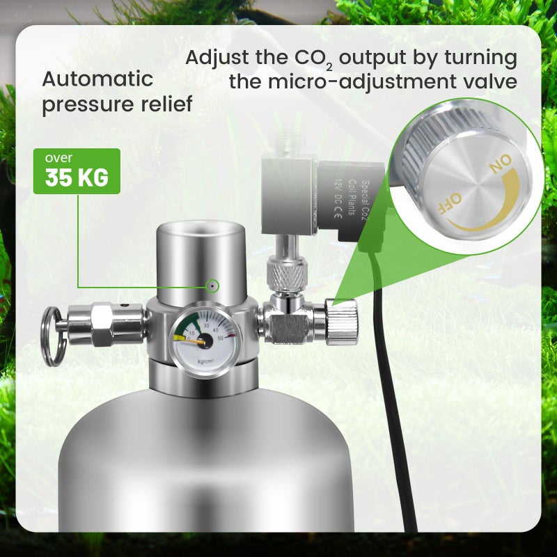 Enkreefi Aquarium Co2 System 2L with Double Switch Solenoid Valve, Co2 for Aquarium Plants with Adjustable Bubble Counter - Image 3