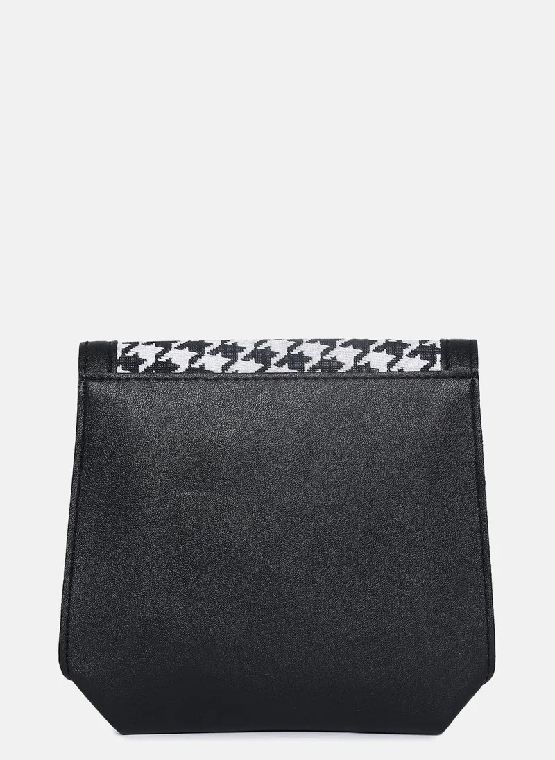 Haute Sauce  Houndstooth Weave Black & White Cross Body Bag for Women | Best Price UAE