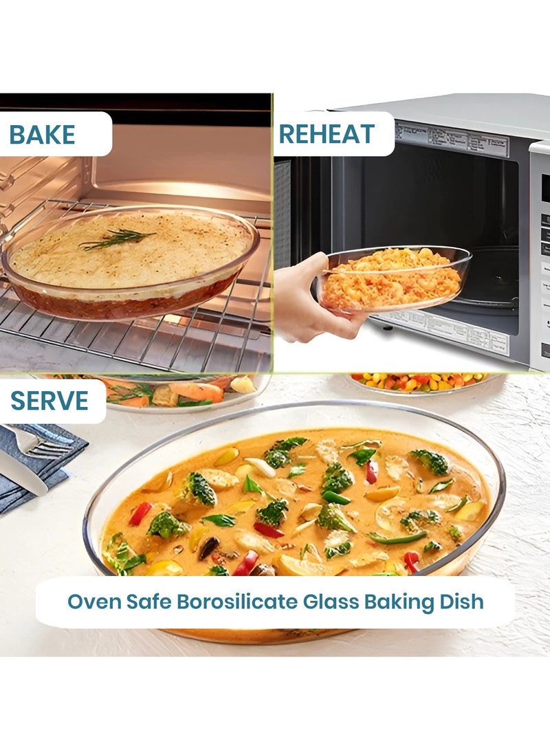 Laopala Serving Bowl (1600ML) Oven & Microwave Safe Bowl Borosilicate Glass Clear & Borosil Glass Baking Dish - Image 5