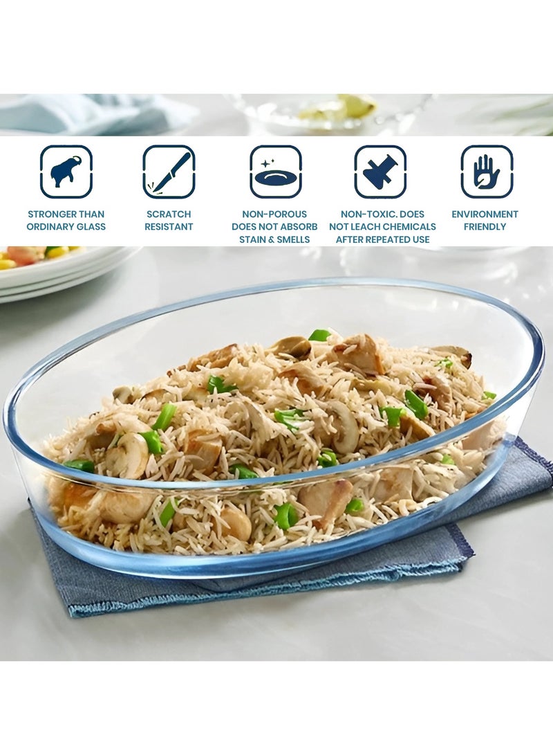 Laopala Serving Bowl (1600ML) Oven & Microwave Safe Bowl Borosilicate Glass Clear & Borosil Glass Baking Dish - Image 2