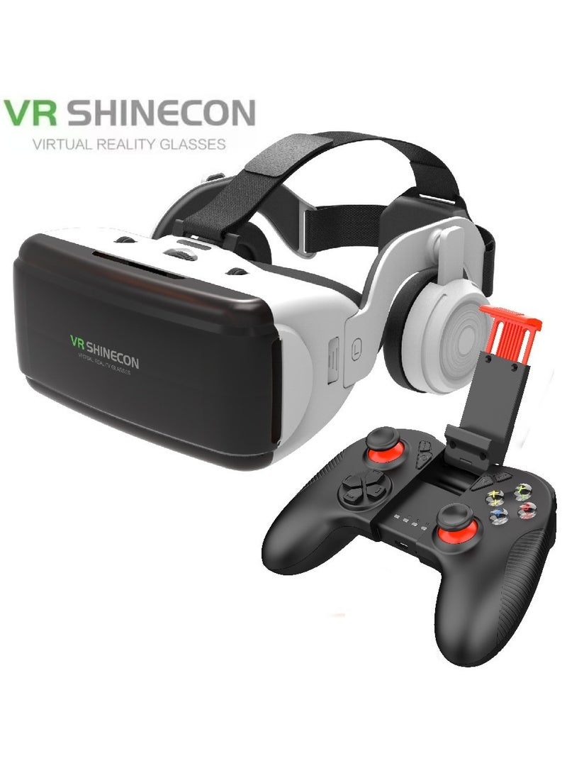 general Classic VR Goggles VR SHINECON 3D Virtual Reality Glasses+Controller Headset Version VR Glasses for TV, Movies & Video Games Compatible with iOS & Android Smartphone within 4.7-6.1inch Screen Phone, Blu-Ray Lenses Eye Protected, Soft & Comfortable Adjustable Distance, IMAX Giant Screen/Panoramic Roaming/ Immersive Games - Image 1
