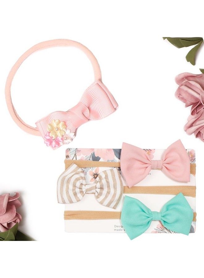 ANZAILALA 4Pcs Flower Headbands Elastic Floral Hair Band Bows Wrap Headband For Baby Girls Infants And Newbornsmulticolor - Image 2