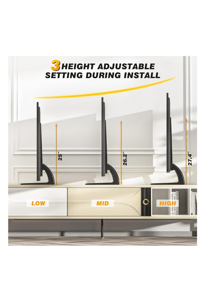 ELTRAZONE 5Rcom TV Stand Mount, Universal TV Stand Tabletop for 22 to 65 inch Plasma LCD LED Flat Screen TVs, TV Legs, Holds up to 88lbs, Max VESA 800 x 500mm, Height Adjustable TV Base, TV Stand - Image 3