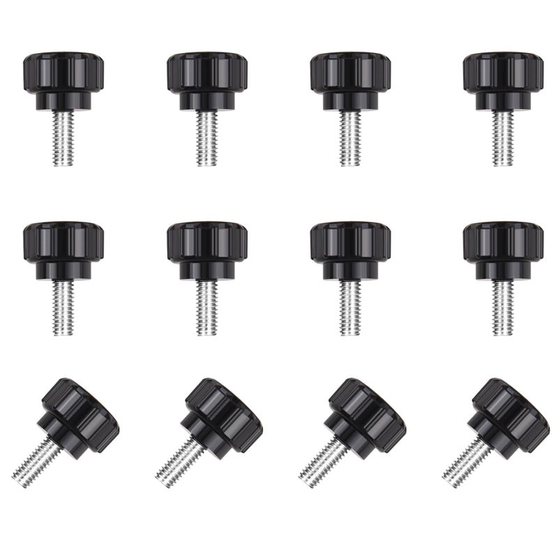 NICECRAFT 12 Pcs M4 x 10mm Threaded Knurled Thumbscrew, Monitor Screws Vesa Mount Screws Carbon Steel Clamping Knobs Grip Thumb Screw Mounting Thumb Screw - Image 1