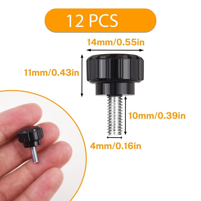 NICECRAFT 12 Pcs M4 x 10mm Threaded Knurled Thumbscrew, Monitor Screws Vesa Mount Screws Carbon Steel Clamping Knobs Grip Thumb Screw Mounting Thumb Screw - Image 2