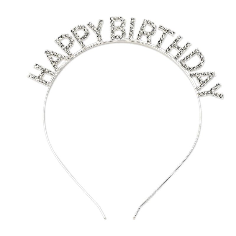 YangQian Happy Birthday Headband for Women Girls Birthday Hair Decorations Rhinestone Happy Birthday Tiara Hair Band Hoop Birthday Party Hair Accessories Bday Birthday Gifts for Women Headband Birthday Stuff