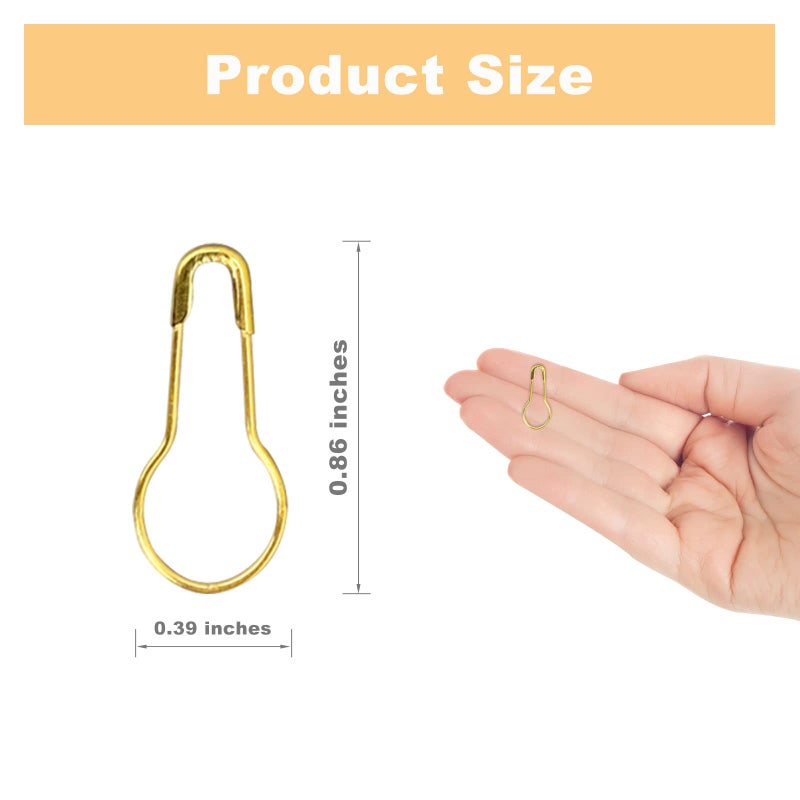 keepsweat Gold Safety Pins - Small Bulb Stitch Markers, 22mm/0.87inch Gourd Mini Pins for Clothes Tag Sewing Quilting DIY Craft Home Accessories, 120 Pcs - Image 2