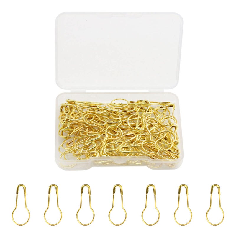 keepsweat Gold Safety Pins - Small Bulb Stitch Markers, 22mm/0.87inch Gourd Mini Pins for Clothes Tag Sewing Quilting DIY Craft Home Accessories, 120 Pcs - Image 1