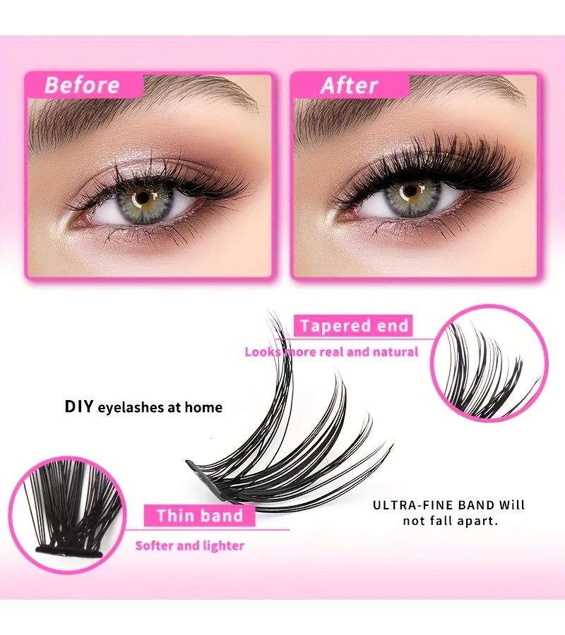 540 Pcs False Eyelash Clusters D Curl Natural Wispy Volume 30D Length Diy Cat Eye Look For Cosplay Daily Wear Beginner Friendly - Image 3