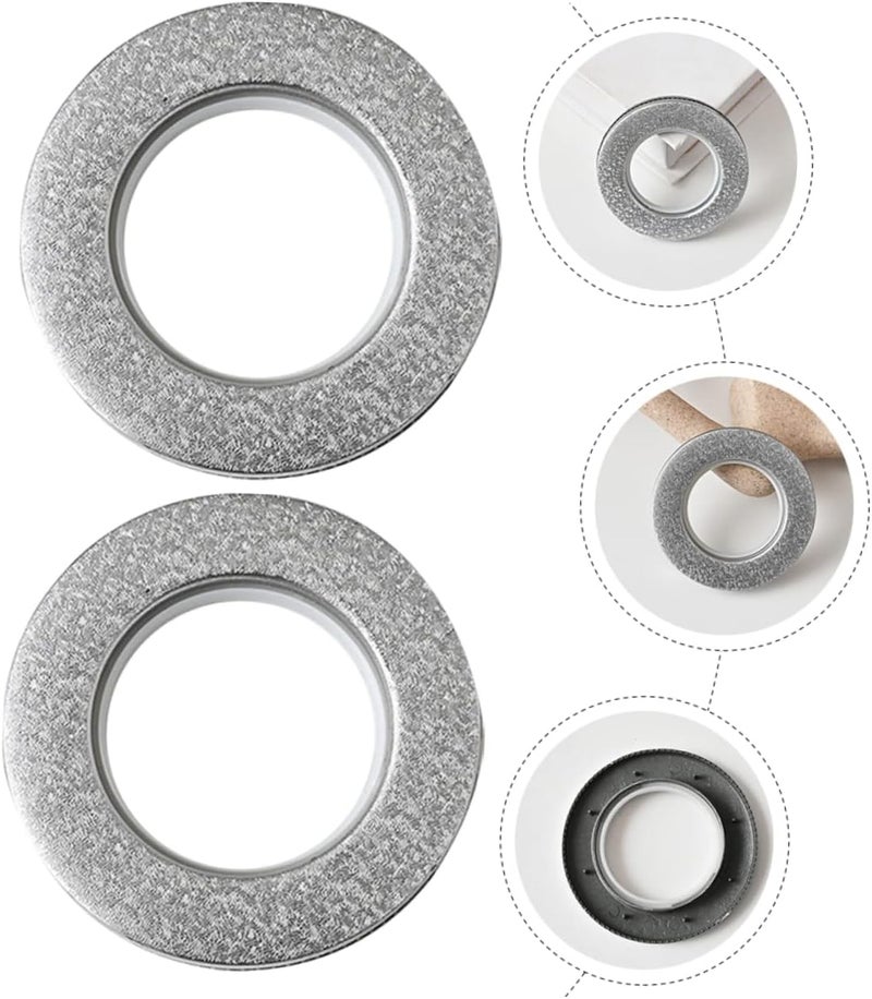 klarako 12 pcs Drapery Ring Eyelet Circles Replace Silence Tool Hardware Sliding Sheers Curtain Roman Easy Low Grommet Noise Reusable Grommets Curtains Grey Screw-in for Buttonhole Window - Image 2