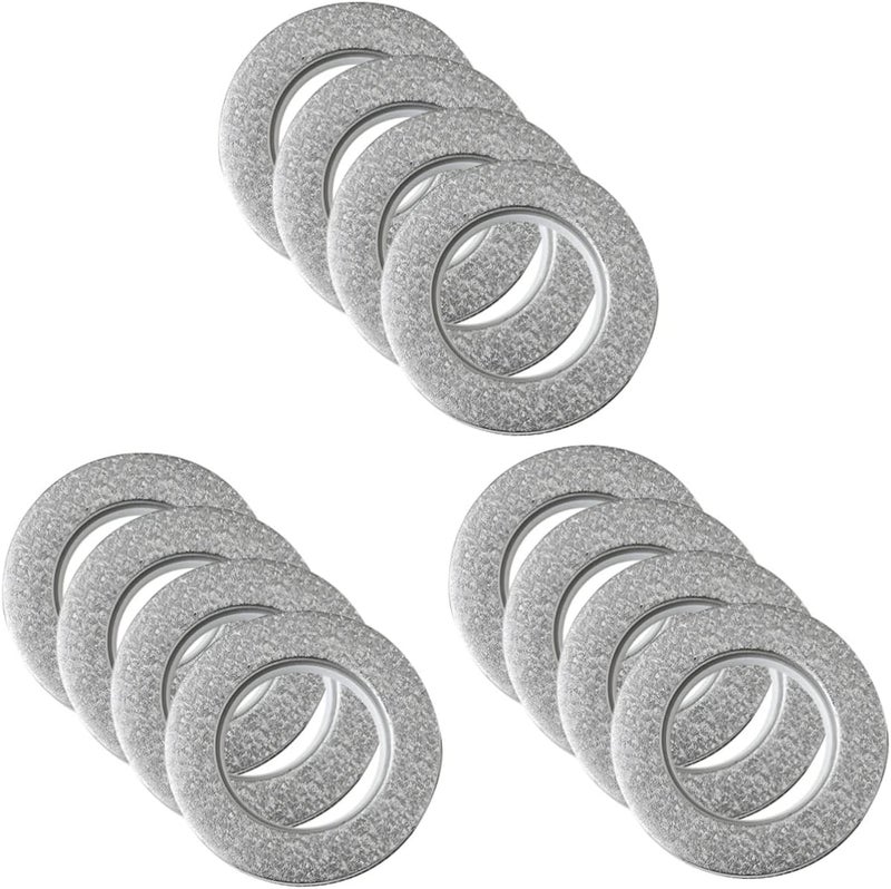 klarako 12 pcs Drapery Ring Eyelet Circles Replace Silence Tool Hardware Sliding Sheers Curtain Roman Easy Low Grommet Noise Reusable Grommets Curtains Grey Screw-in for Buttonhole Window - Image 1