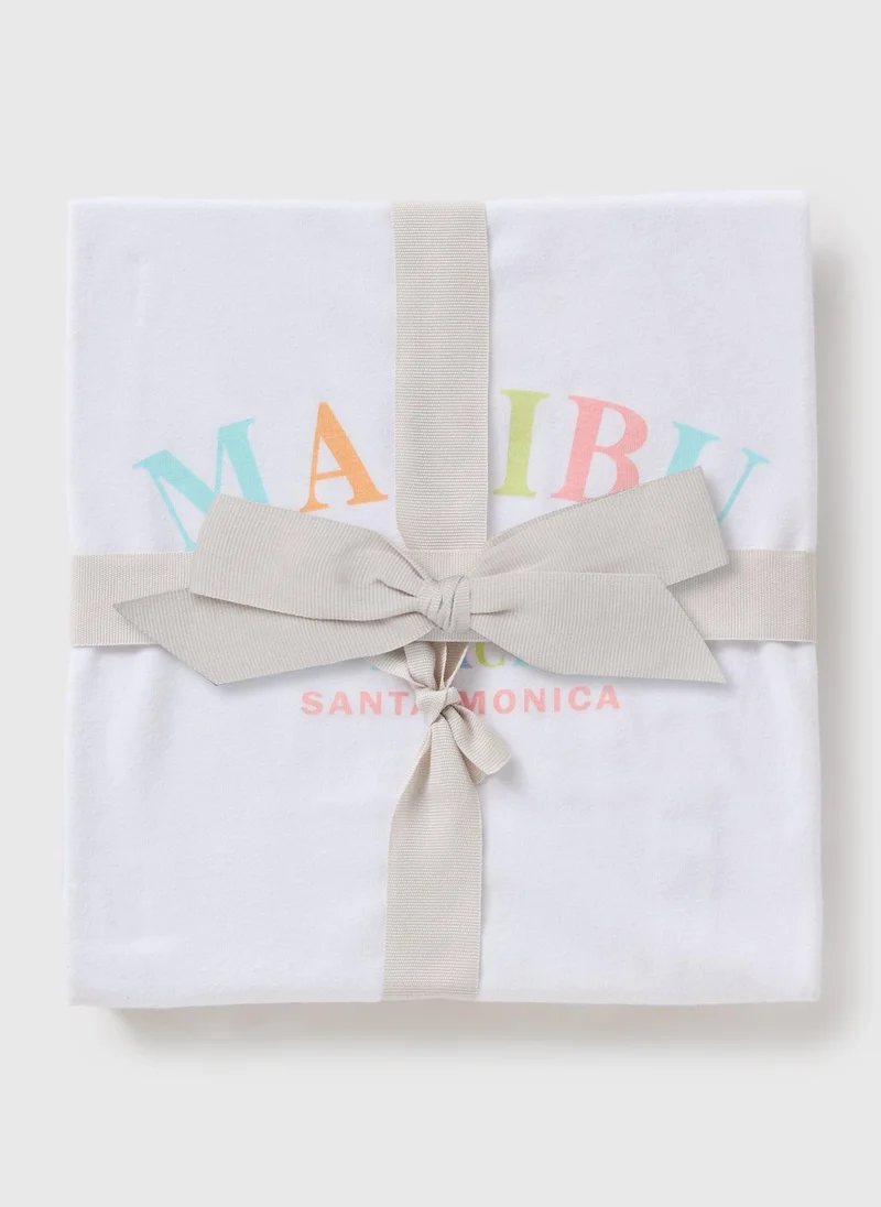 Matalan White Malibu Stripe Shorts & T-Shirt Pyjama Set