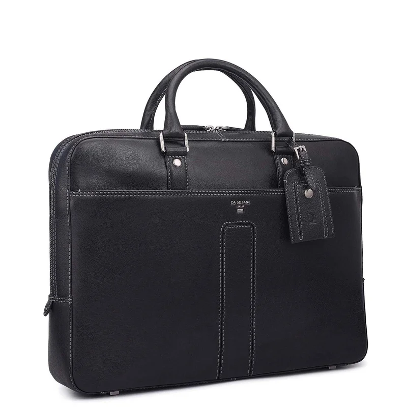 Da Milano  Elephant Pattern Leather Laptop Bag - Navy  | Best Price UAE