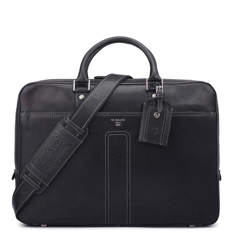 Da Milano  Elephant Pattern Leather Laptop Bag - Navy  | Best Price UAE