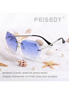 FEISEDY Women Oversized Rimless Sunglasses Diamond Cutting Lens Sun Glasses B2569  - Image 3
