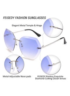 FEISEDY Women Oversized Rimless Sunglasses Diamond Cutting Lens Sun Glasses B2569  - Image 4