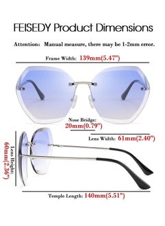 FEISEDY Women Oversized Rimless Sunglasses Diamond Cutting Lens Sun Glasses B2569  - Image 5