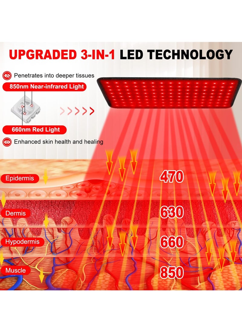 joyzzz - Red Light Pad for Body, 21 x 45cm Infrared Light Belt Wrap with Timer for Back Shoulder Waist Knee Pain Relief, 660nm & 850nm Home Red Light Pad - Image 1