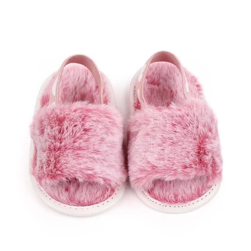 Baby shoes fashion comfortable soft plush slippers pink - Image 3