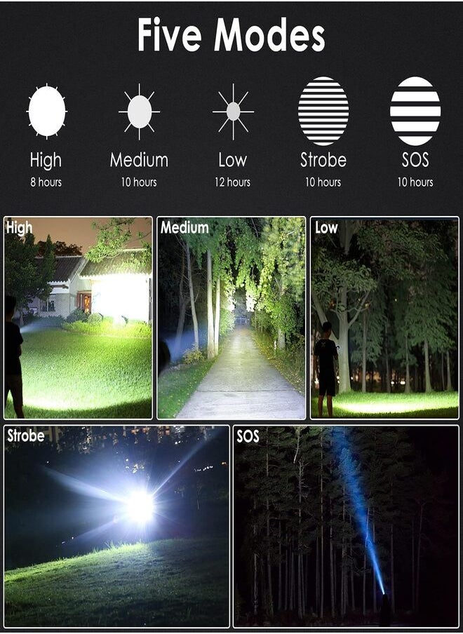 SUKILO LED Flashlight 10000 Lumens, Super Bright Tactical Torch Light, 1000m Long Range, Zoomable Rechargeable LED Torch, Lightweight & Durable for Camping, Hiking, Emergency, Outdoor Use  - Image 4