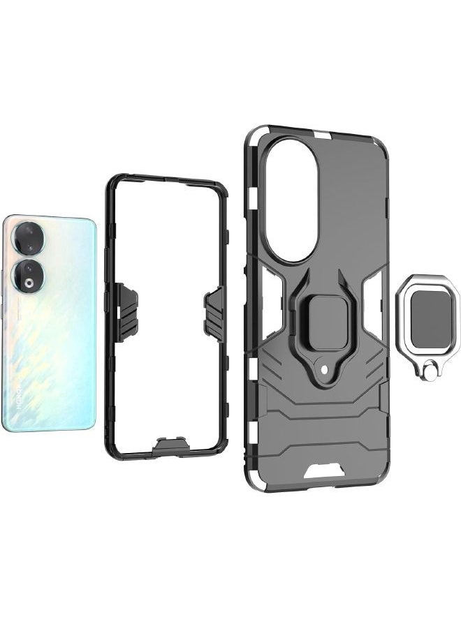 RUGGED SHIELD Honor 90 Case, Built-in 360° Rotate Ring Kickstand, Military Grade Shockproof Test, Heavy Duty Shockproof Protective Case for Honor 90 (6.7"), Black  - Image 3