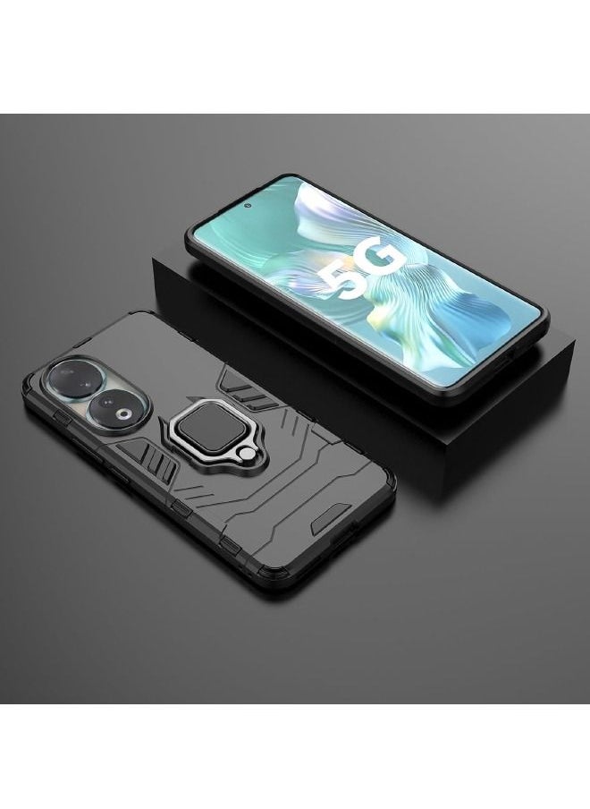 RUGGED SHIELD Honor 90 Case, Built-in 360° Rotate Ring Kickstand, Military Grade Shockproof Test, Heavy Duty Shockproof Protective Case for Honor 90 (6.7"), Black  - Image 4