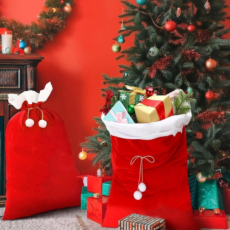 Red Velvet Christmas Storage Bag With Drawstring 27 5 X 39 4 Inch Giant Santa Sack - Image 4