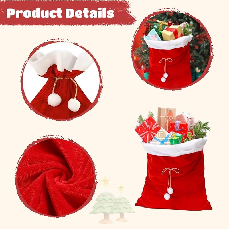 Red Velvet Christmas Storage Bag With Drawstring 27 5 X 39 4 Inch Giant Santa Sack - Image 5