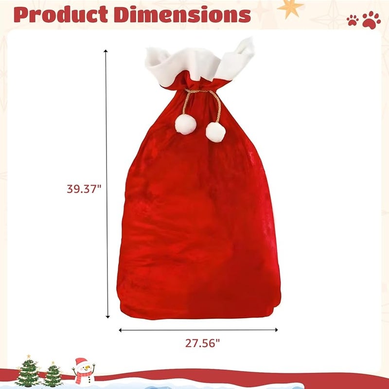 Red Velvet Christmas Storage Bag With Drawstring 27 5 X 39 4 Inch Giant Santa Sack - Image 3