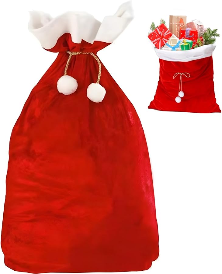 Red Velvet Christmas Storage Bag With Drawstring 27 5 X 39 4 Inch Giant Santa Sack - Image 2